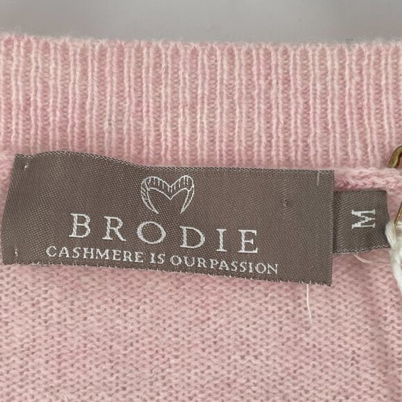 NWT Brodie Cashmere Hill Pink Rainbow Stripe Long Sleeve Pullover Crew Sweater M - Picture 7 of 10